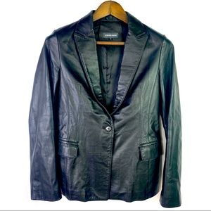 Sinhwa Mode Black Leather Blazer Style Coat 66 (Medium)